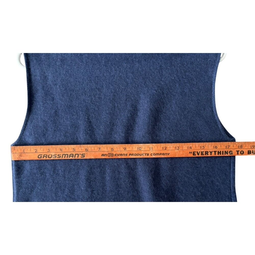 Vince Sweater Womens M Cashmere Blue Sleeveless Turtleneck Sweater Split Side - Picture 10 of 10